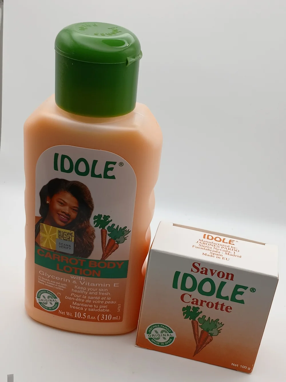 Idole Carrot Body Lotion — Peach with Green Cap